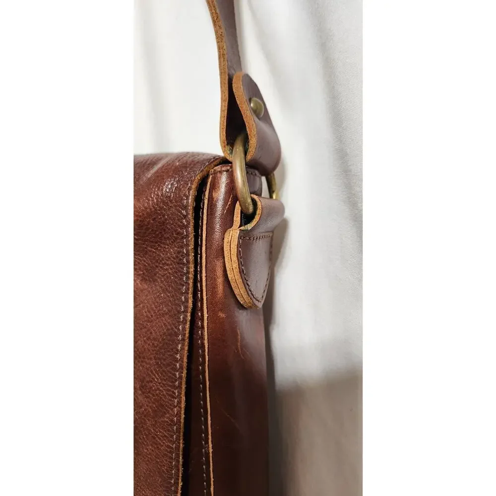 Johnston Murphy Vintage Brown Leather Laptop Briefcase Messenger Bag - Picture 8 of 13